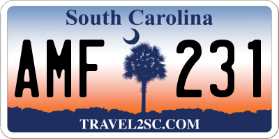 SC license plate AMF231