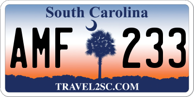 SC license plate AMF233