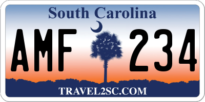 SC license plate AMF234