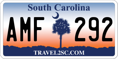 SC license plate AMF292