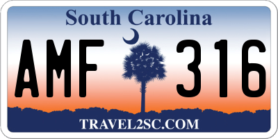 SC license plate AMF316