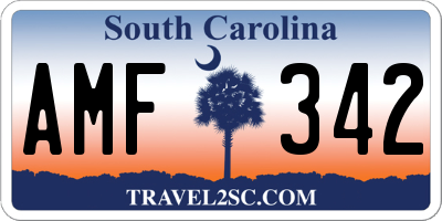SC license plate AMF342