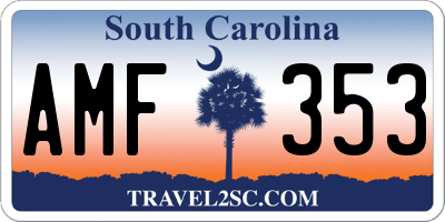 SC license plate AMF353