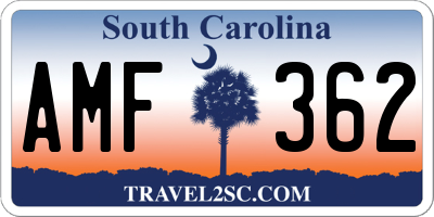 SC license plate AMF362