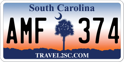 SC license plate AMF374