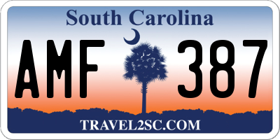 SC license plate AMF387