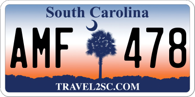 SC license plate AMF478