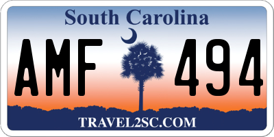 SC license plate AMF494