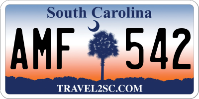 SC license plate AMF542