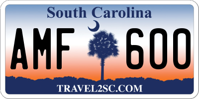 SC license plate AMF600