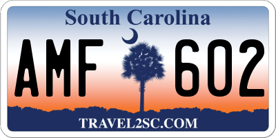 SC license plate AMF602