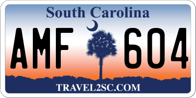 SC license plate AMF604