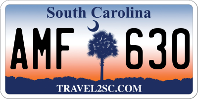 SC license plate AMF630