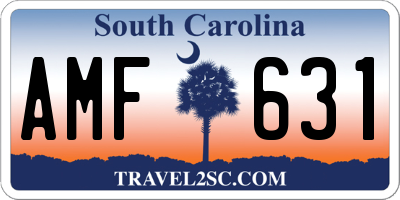 SC license plate AMF631