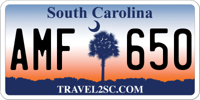 SC license plate AMF650