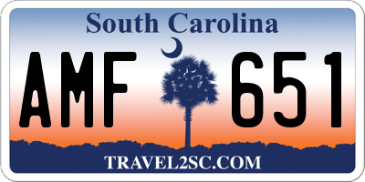 SC license plate AMF651