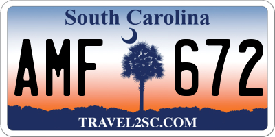 SC license plate AMF672