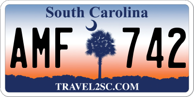 SC license plate AMF742