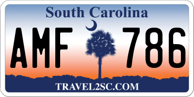 SC license plate AMF786