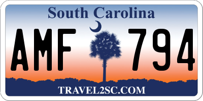 SC license plate AMF794