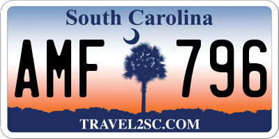 SC license plate AMF796