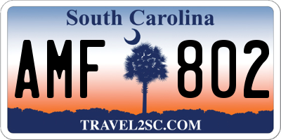 SC license plate AMF802