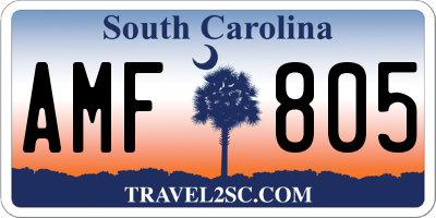 SC license plate AMF805