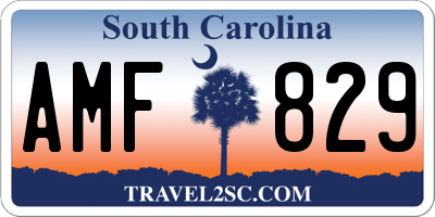 SC license plate AMF829