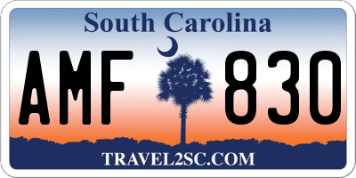 SC license plate AMF830