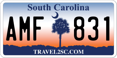 SC license plate AMF831