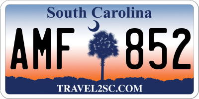 SC license plate AMF852