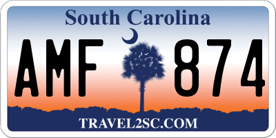 SC license plate AMF874