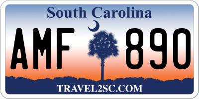 SC license plate AMF890