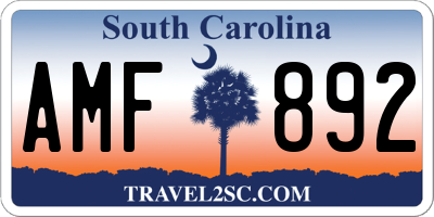 SC license plate AMF892