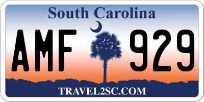 SC license plate AMF929