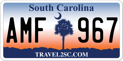 SC license plate AMF967