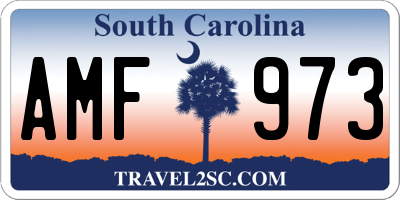 SC license plate AMF973