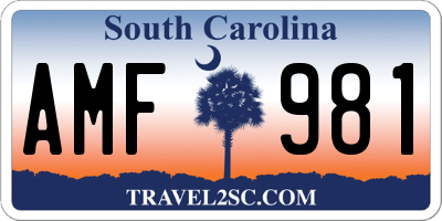 SC license plate AMF981