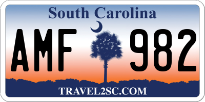 SC license plate AMF982