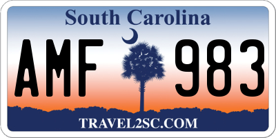 SC license plate AMF983