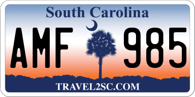 SC license plate AMF985