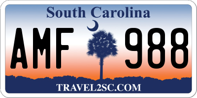 SC license plate AMF988