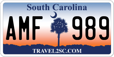 SC license plate AMF989