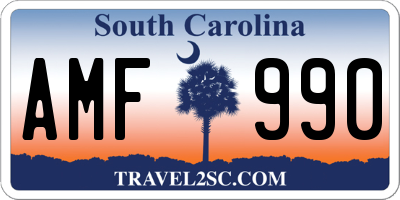 SC license plate AMF990