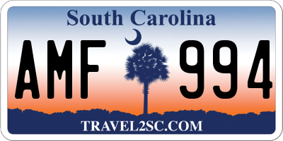 SC license plate AMF994