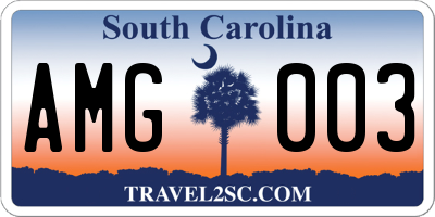 SC license plate AMG003