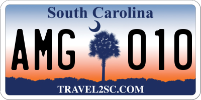 SC license plate AMG010