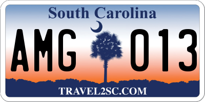 SC license plate AMG013