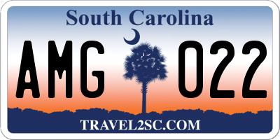 SC license plate AMG022