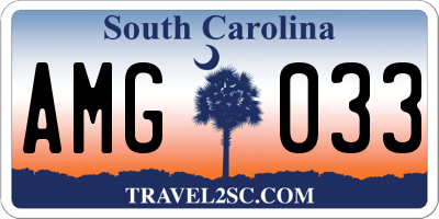 SC license plate AMG033